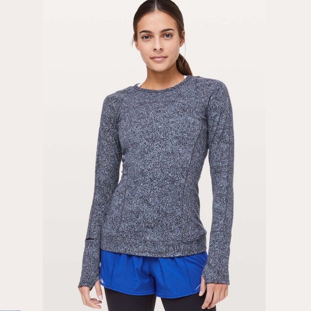 Lululemon Cypress Kiss Long Sleeve Top in Fusion Jacquard Black Violet